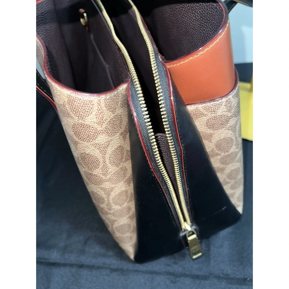 Coach Lora Colorblock Carryall Tote Tan Rust Gold Brass 89087 Bag Purse